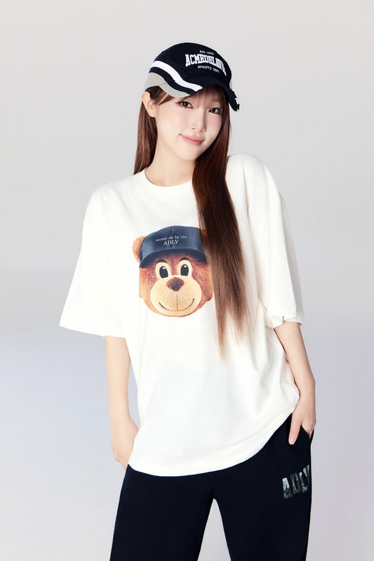 Yena x Adlv 3D AC Bear Face Short Sleeve T-Shirt