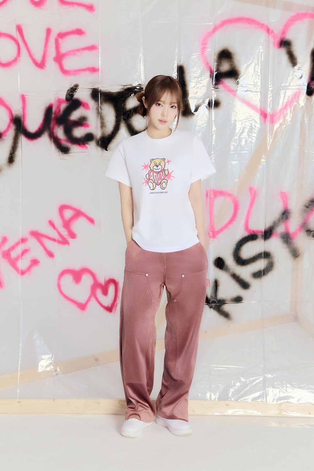 Yena x Adlv AC Bear Heart Short Sleeve T-Shirt