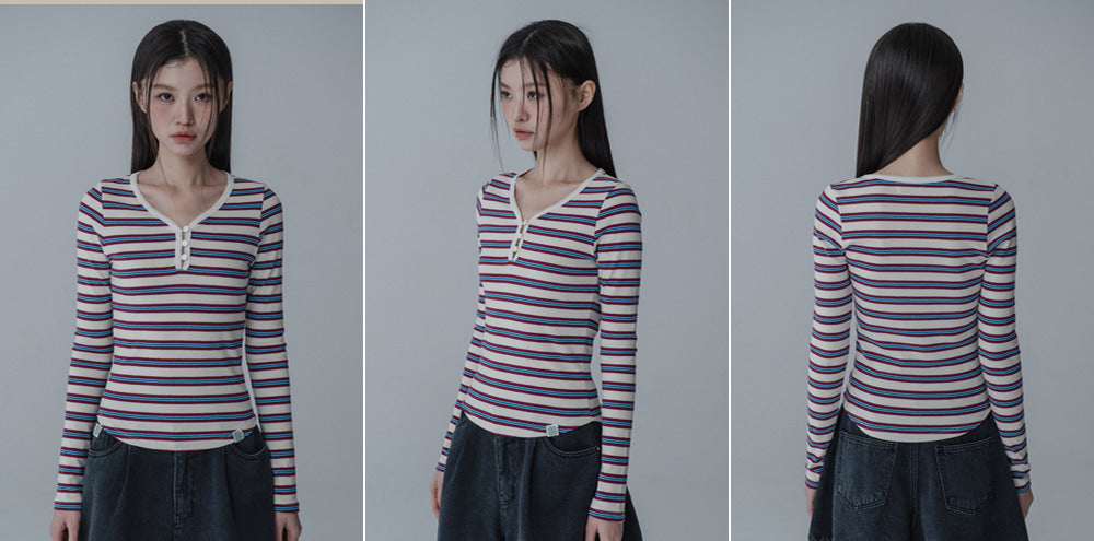 MULTI PINCOAT SLIM TSHIRT_CREAM WINE