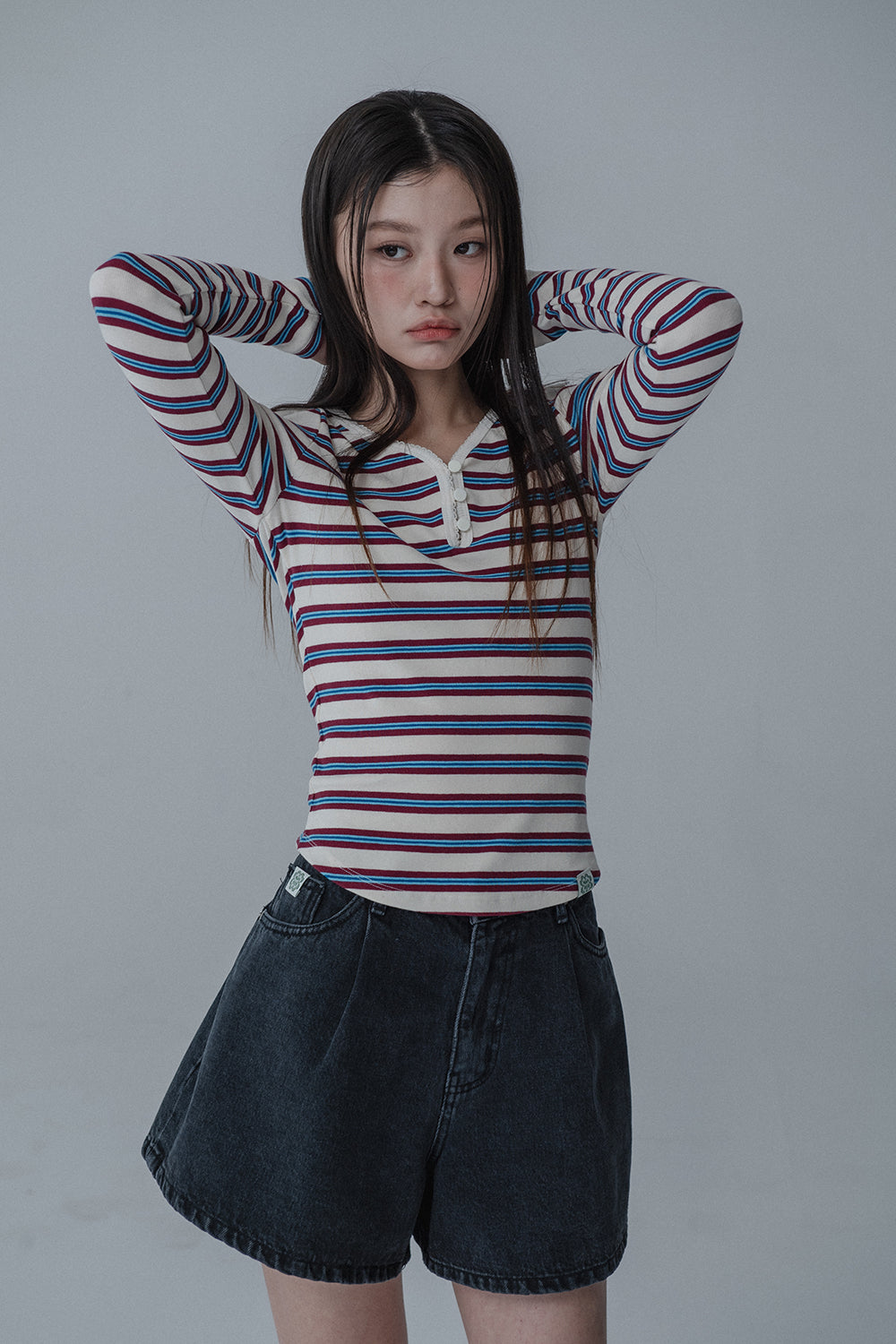 MULTI PINCOAT SLIM TSHIRT_CREAM WINE