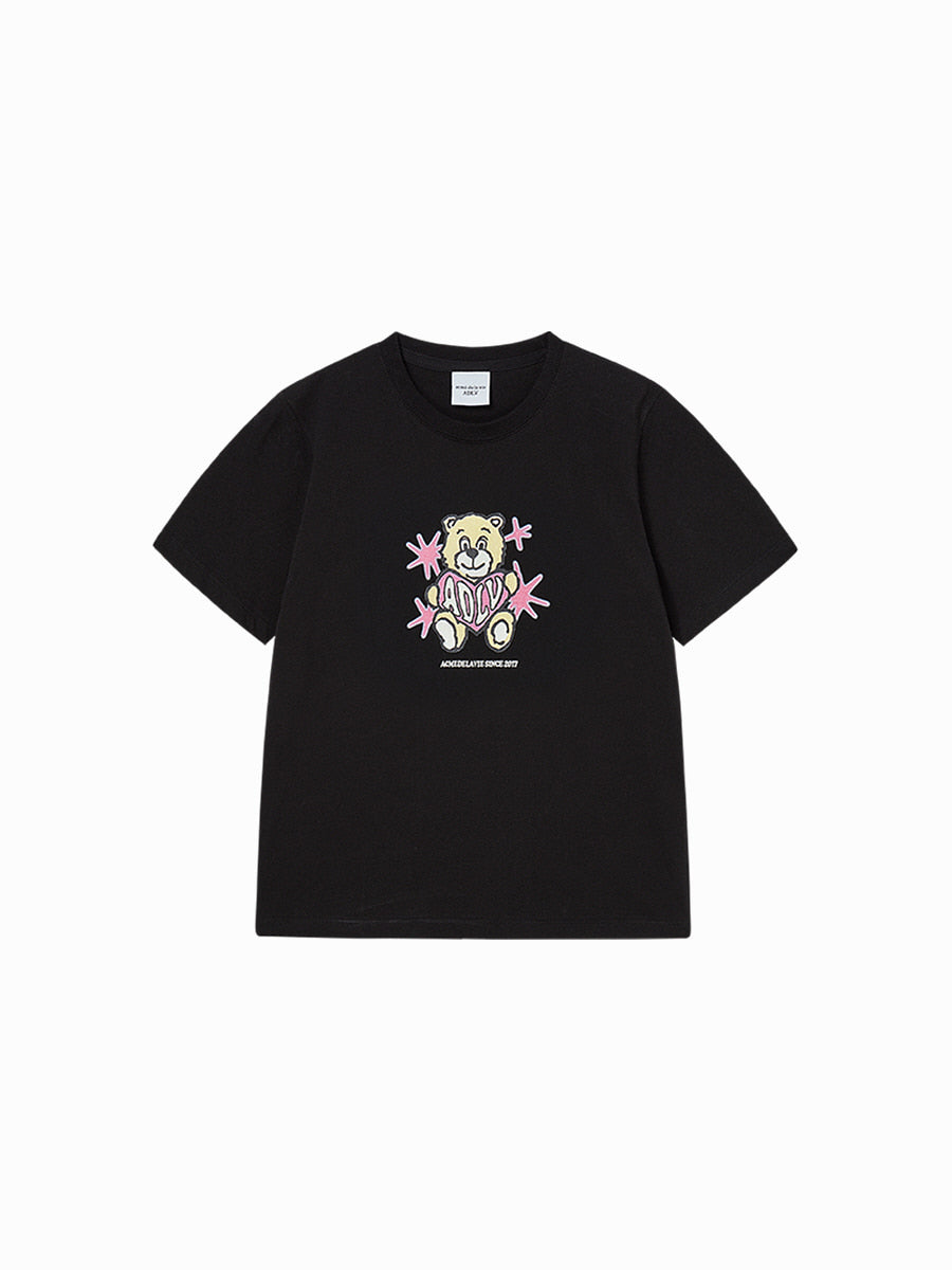 Yena x Adlv AC Bear Heart Short Sleeve T-Shirt
