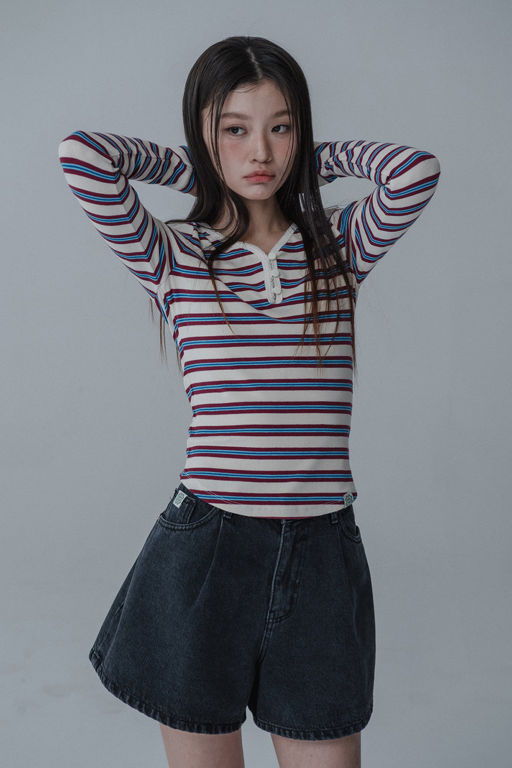 MULTI PINCOAT SLIM TSHIRT_CREAM WINE