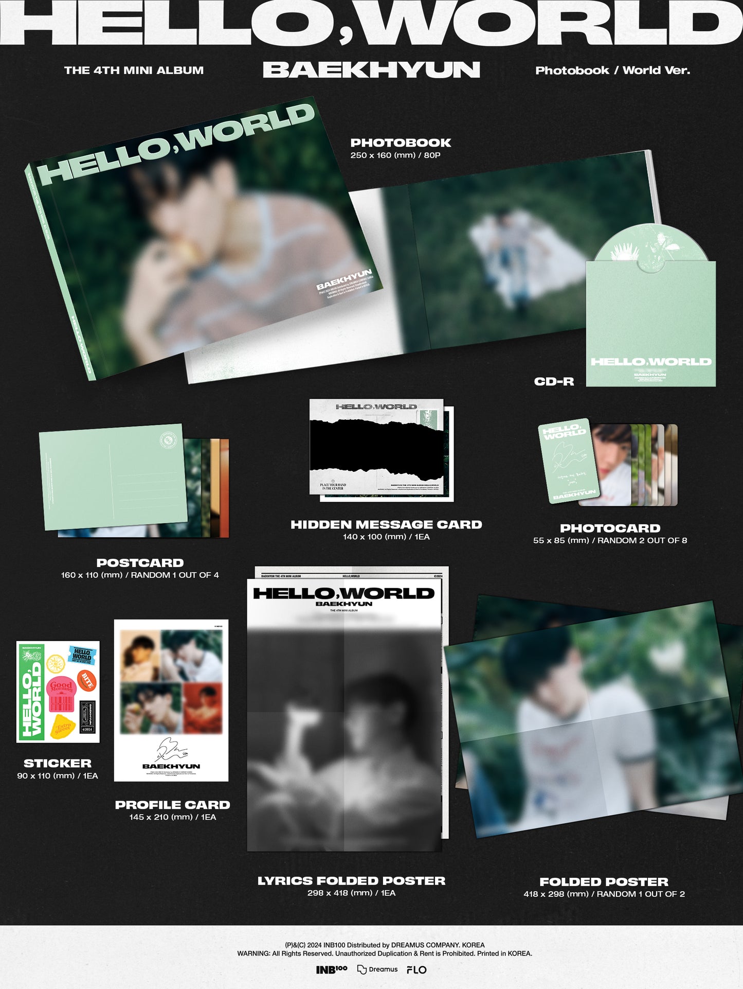 (EXO) - BAEKHYUN - 4th Mini Album HELLO, WORLD (Photobook ver.)