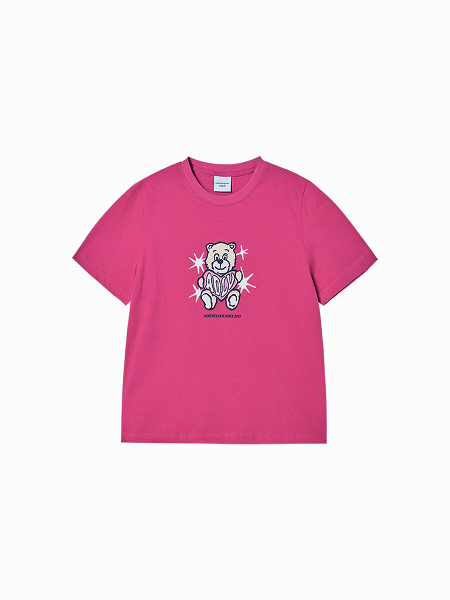 Yena x Adlv AC Bear Heart Short Sleeve T-Shirt