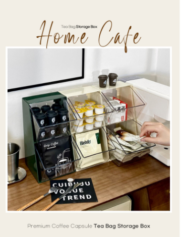 Multi function Coffee & Tea Bag Storage Organizer for Home Cafes