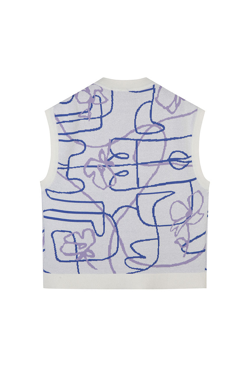 [Cha Eun Woo Worn] Liber Classy Ivory Overfit Jacquard V-Neck Vest