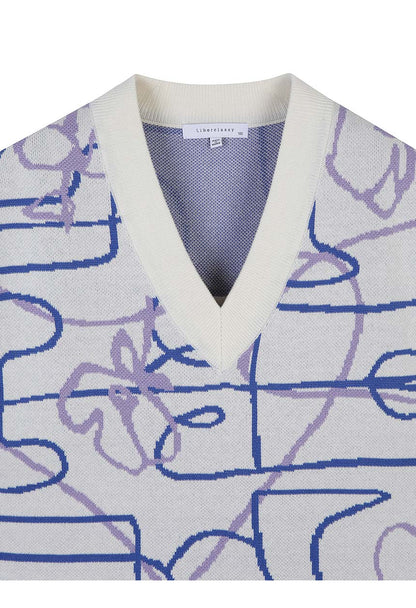 [Cha Eun Woo Worn] Liber Classy Ivory Overfit Jacquard V-Neck Vest