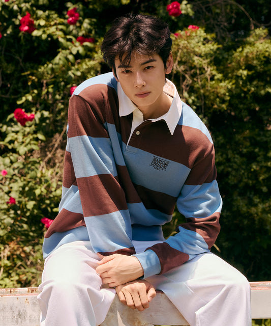 [Cha Eunwoo & Go Youn Jung Worn] Marithé et François Girbaud Classic Logo Stripe Rugby Sweatshirt