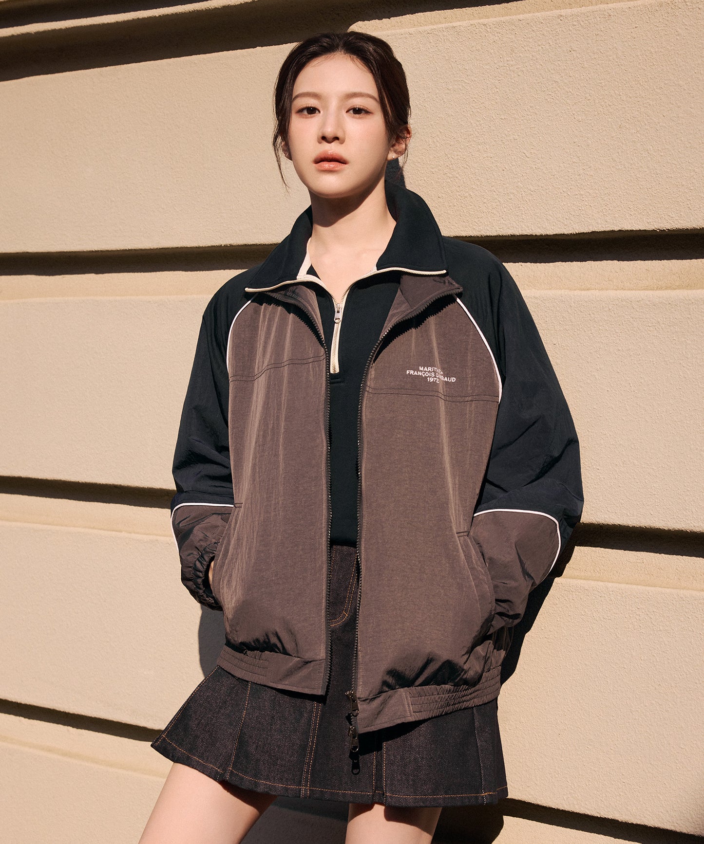 [Cha Eunwoo & Go Youn Jung Worn] Marithé et François Girbaud Color-Block Highneck Windbreaker