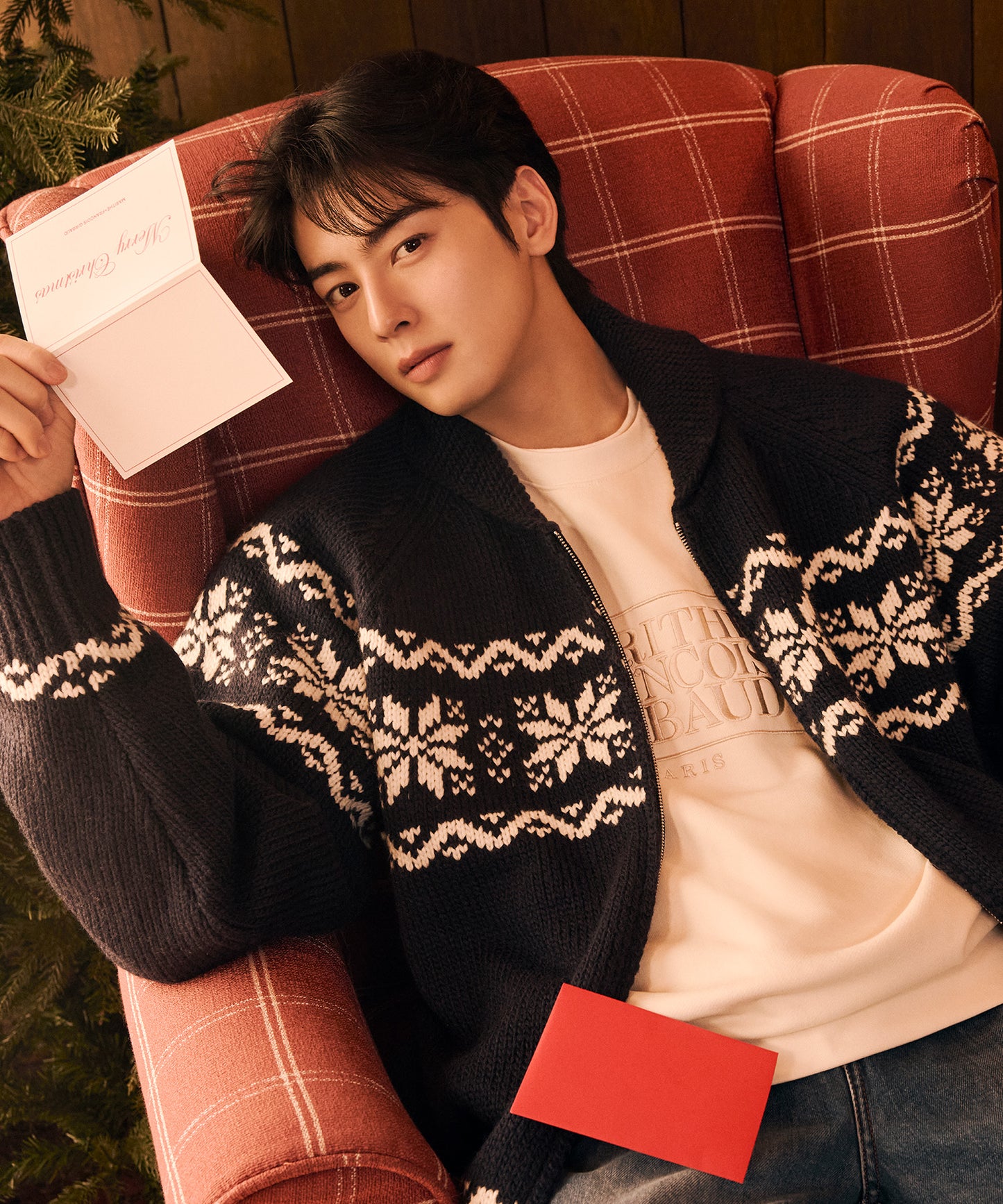 [Cha Eunwoo & Go Youn Jung Worn] Marithé et François Girbaud Nordic Cowichan Cardigan