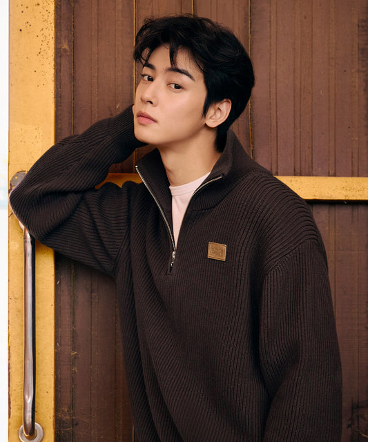 [Cha Eunwoo & Go Youn Jung Worn] Marithé et François Girbaud Half Neck Zip-Up Knit