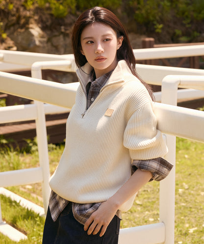 [Cha Eunwoo & Go Youn Jung Worn] Marithé et François Girbaud Half Neck Zip-Up Knit