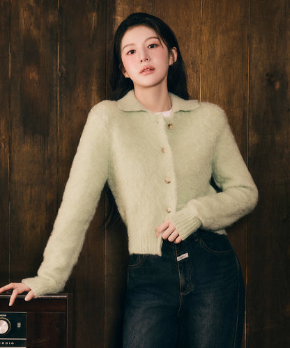 [Go Youn Jung Worn] Marithé et François Girbaud W Hairy Collar Cardigan