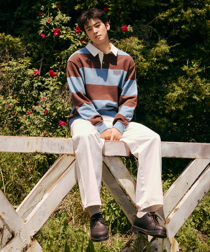 [Cha Eunwoo & Go Youn Jung Worn] Marithé et François Girbaud Classic Logo Stripe Rugby Sweatshirt
