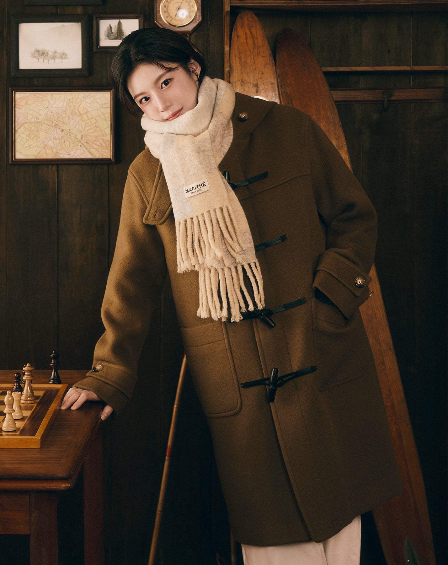 [Worn by Go Youn Jung] Marithé et François Girbaud FUZZY CHECK KNIT MUFFLER