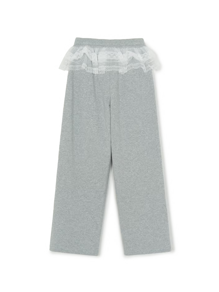 [Aespa Karina Pick] 26SS MLB omen's Basic Lace Ruffle Semi-Wide Pants New York Mets