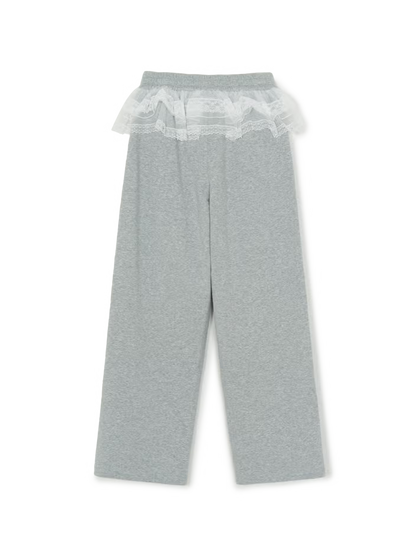 [Aespa Karina Pick] 26SS MLB omen's Basic Lace Ruffle Semi-Wide Pants New York Mets