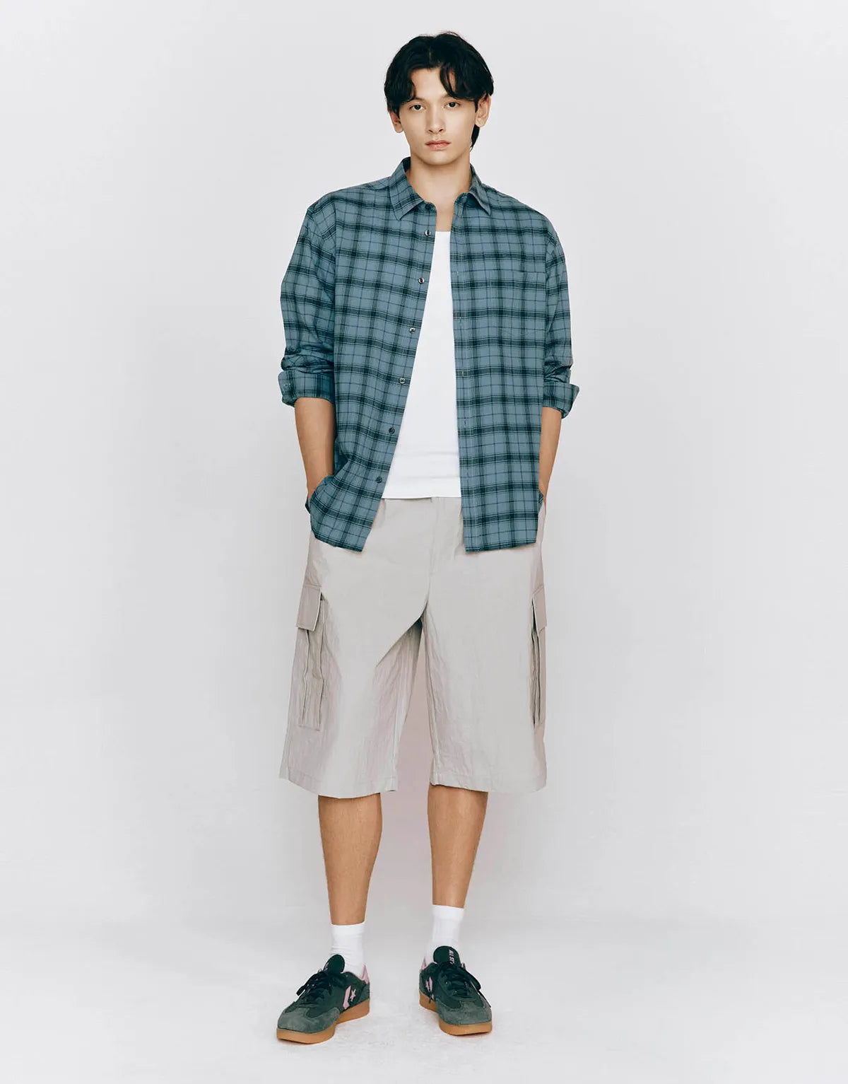 [Byeon Woo-seok Worn] Giordano Seersucker Summer Check Shirt