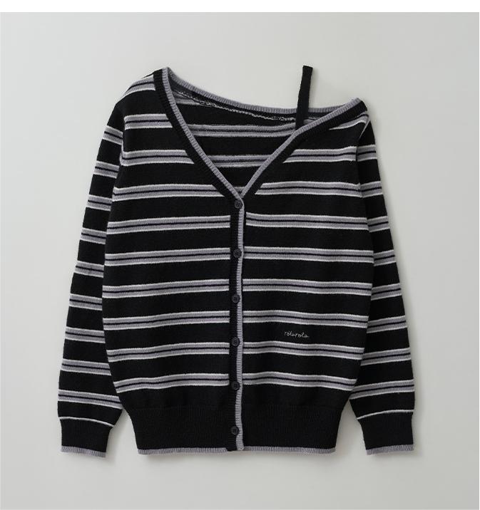 IVE Wonyoung Worn - ONE OFF SHOULDER STRIPE WOOL BLENDED
