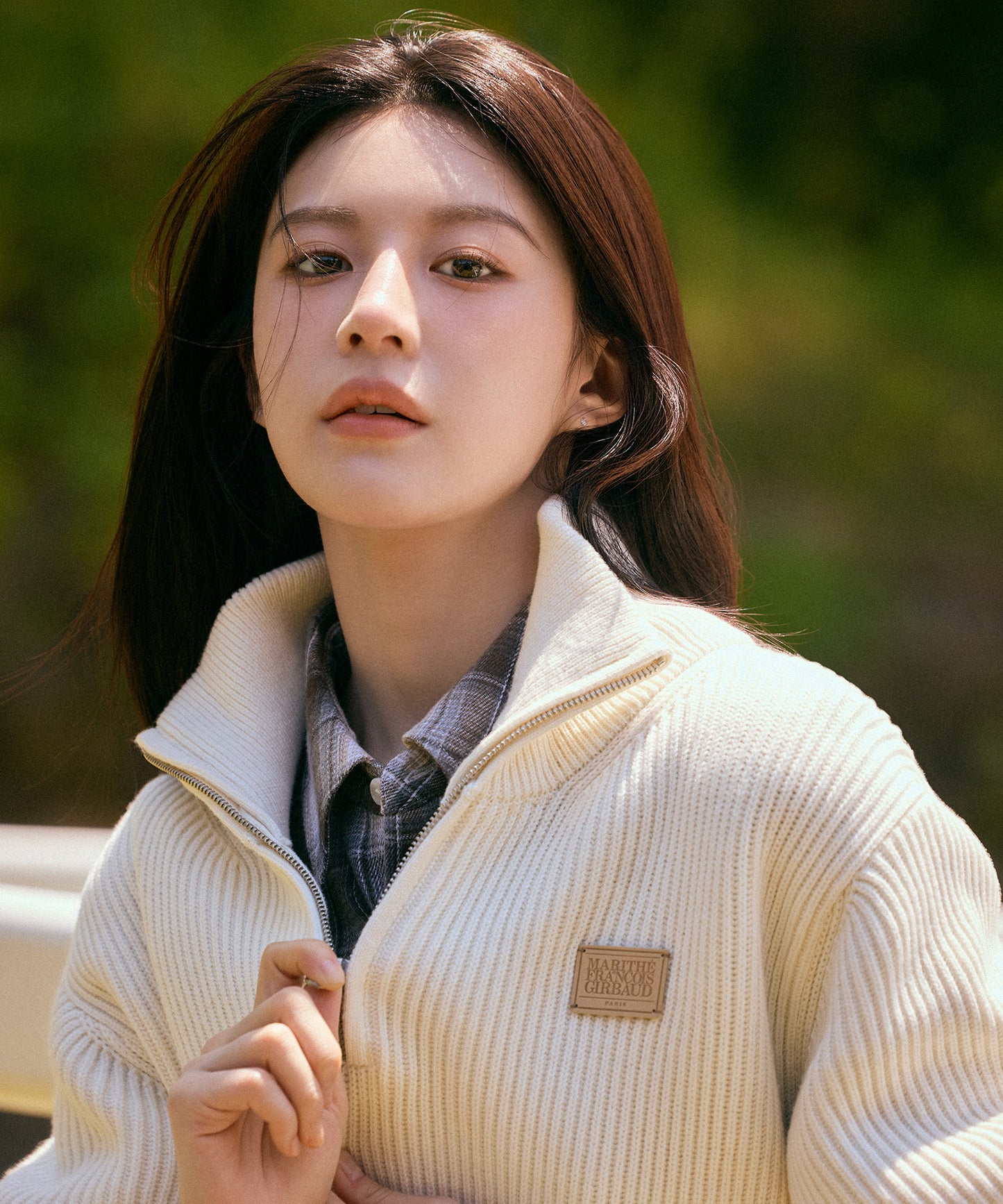 [Cha Eunwoo & Go Youn Jung Worn] Marithé et François Girbaud Half Neck Zip-Up Knit