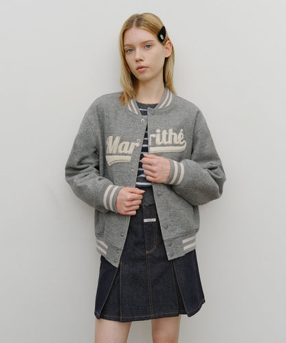 [Worn by Cha Eunwoo] Marithé et François Girbaud Logo Point Wool Varsity Jacket