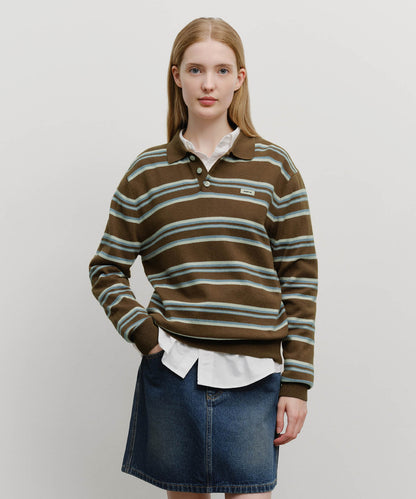 [Worn by Cha Eunwoo] Marithé et François Girbaud Regular Logo Stripe Polo Knit