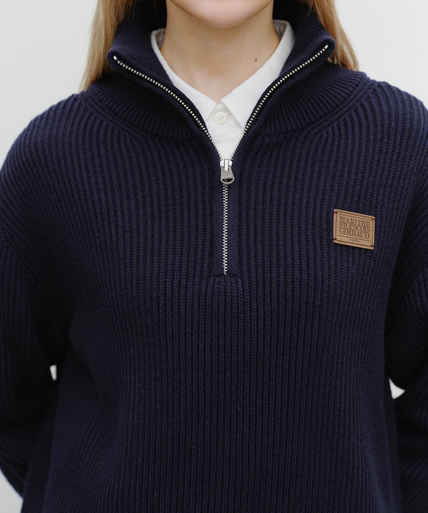 [Cha Eunwoo & Go Youn Jung Worn] Marithé et François Girbaud Half Neck Zip-Up Knit