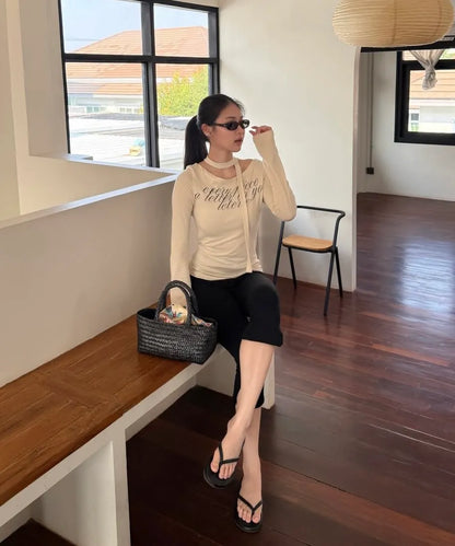 Leterie Off-Shoulder Tie Long Sleeve