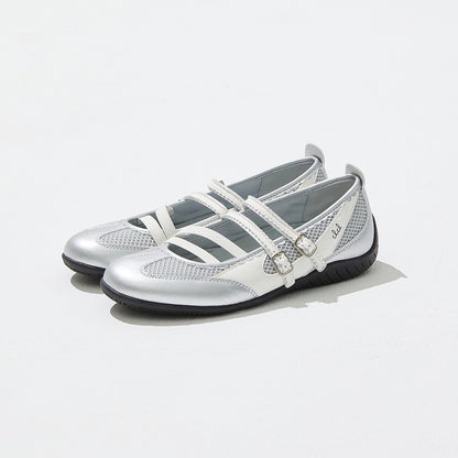 CLCL [CLEVER CLOGER] - Nudge Strap Flat Shoes (Silver)