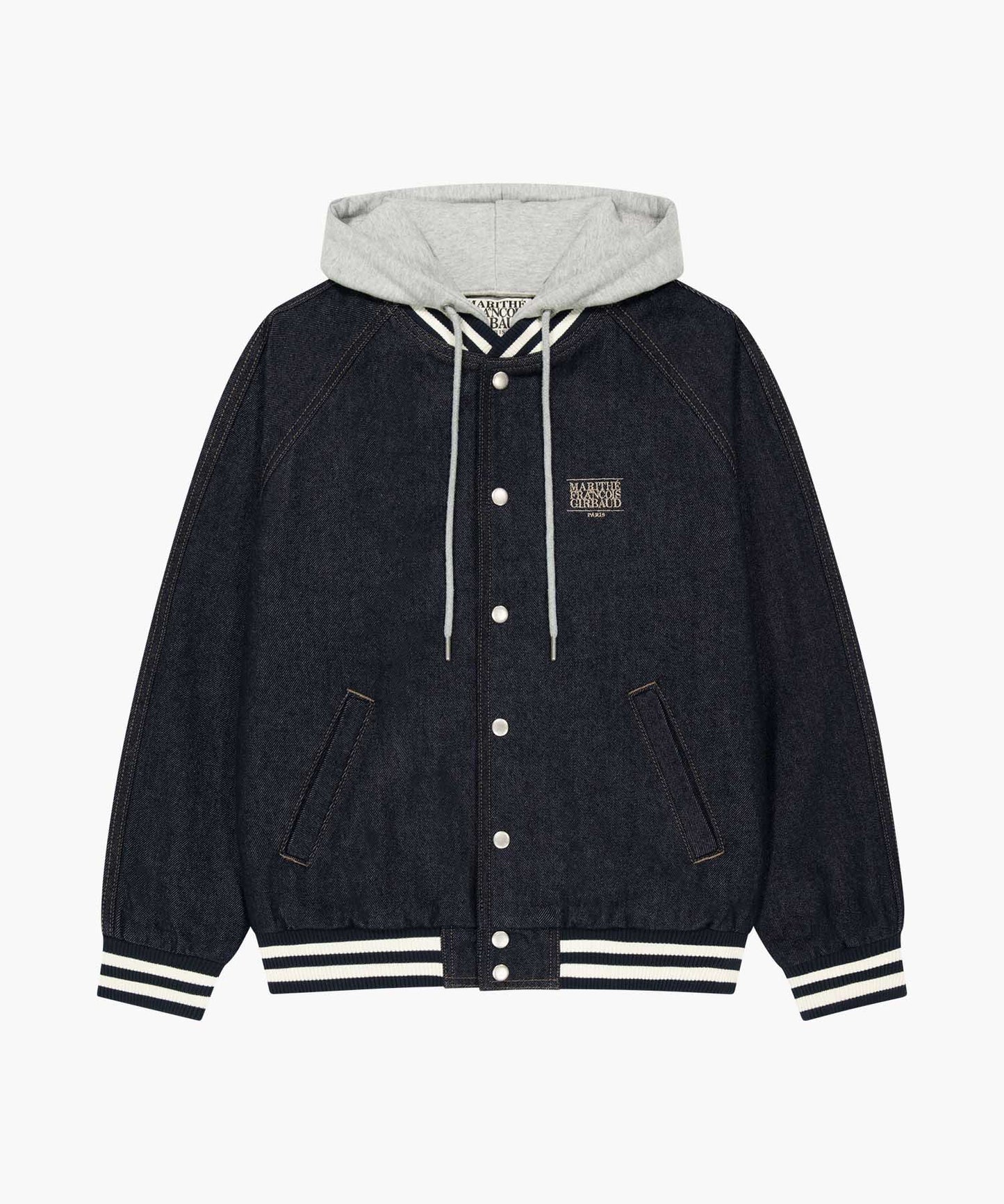 [Cha Eunwoo Worn] Marithé et François Girbaud Classic Logo Raglan Denim Varsity Jacket