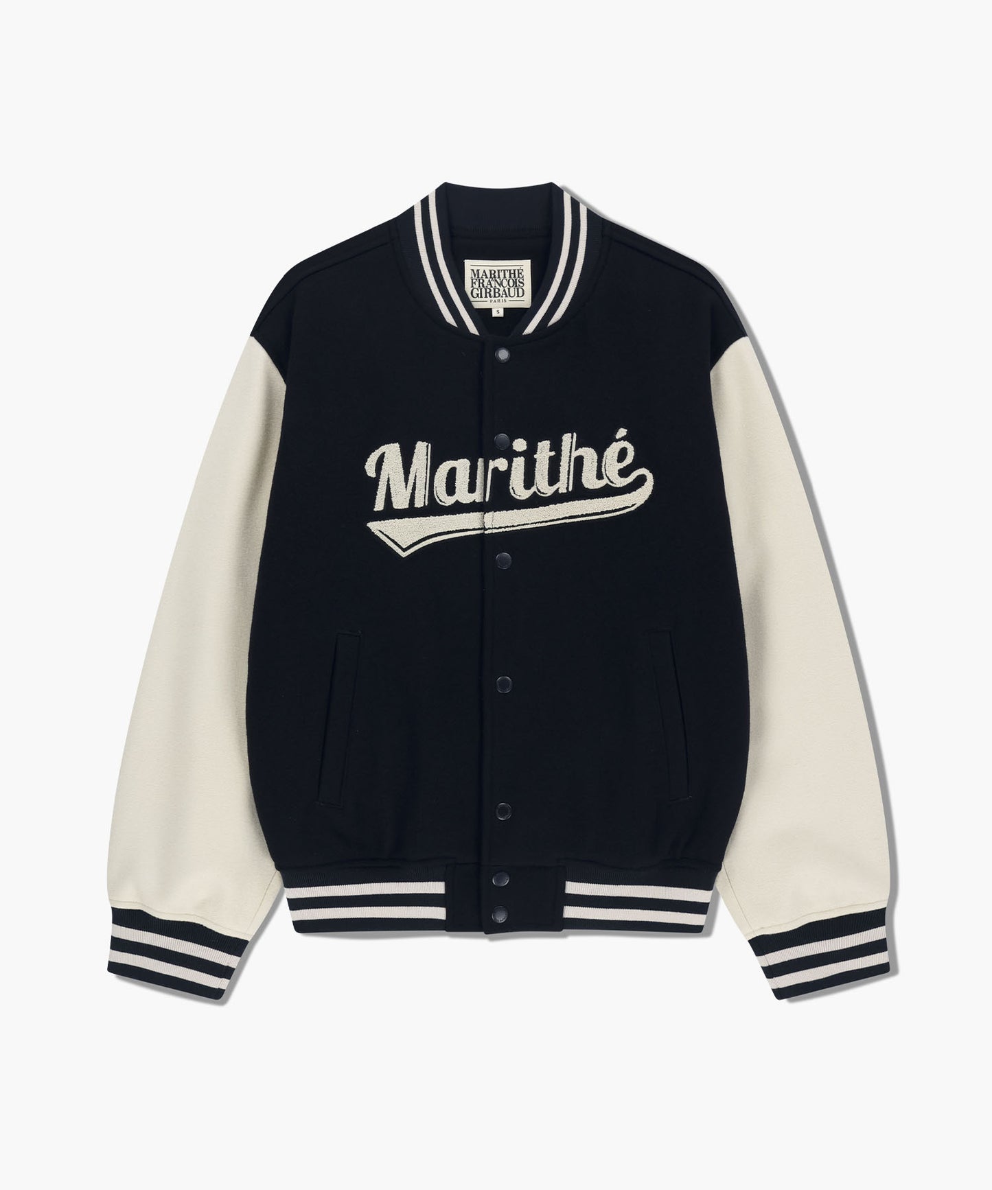 [Worn by Cha Eunwoo] Marithé et François Girbaud Logo Point Wool Varsity Jacket