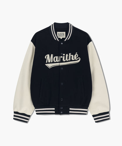 [Worn by Cha Eunwoo] Marithé et François Girbaud Logo Point Wool Varsity Jacket