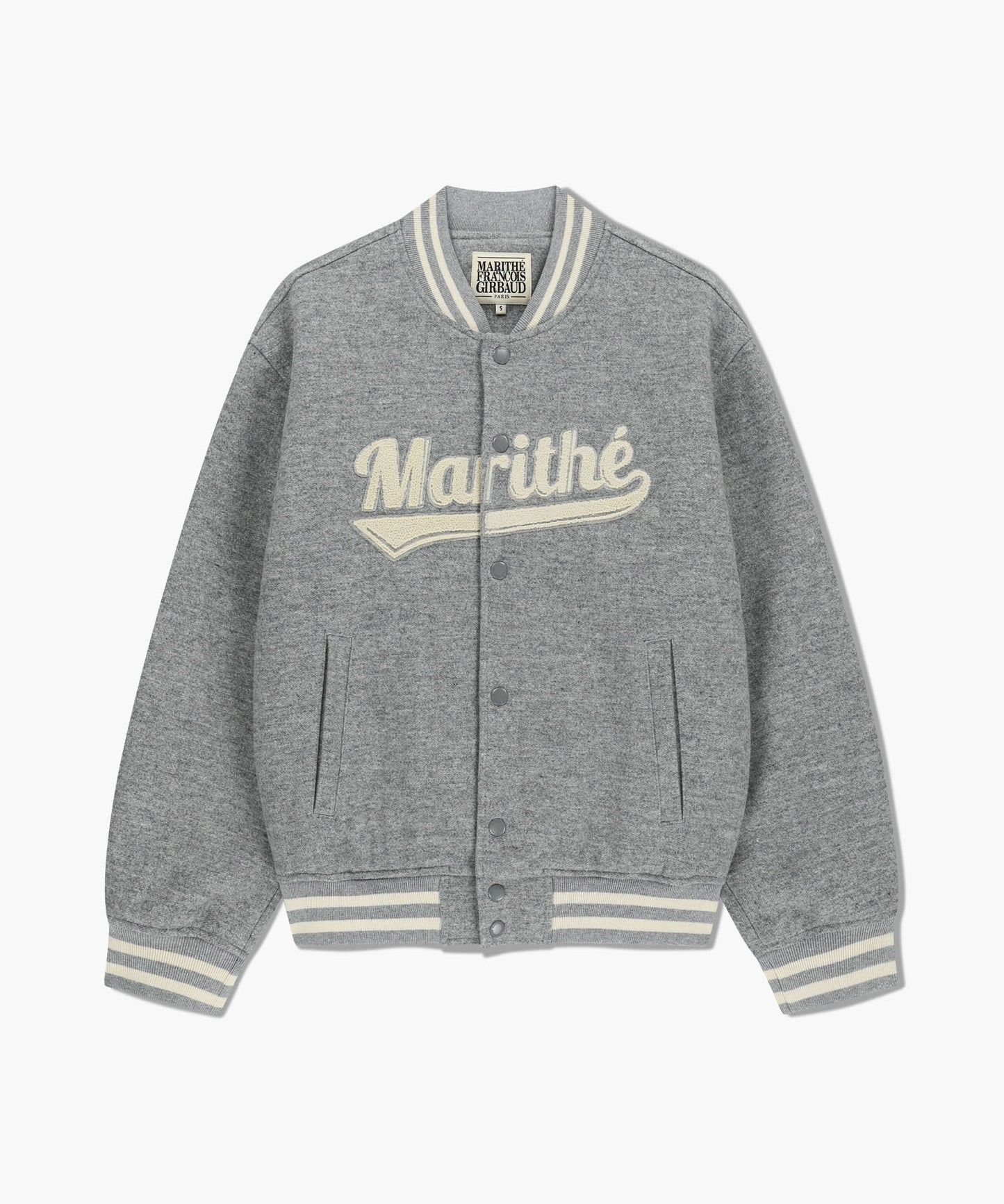 [Worn by Cha Eunwoo] Marithé et François Girbaud Logo Point Wool Varsity Jacket
