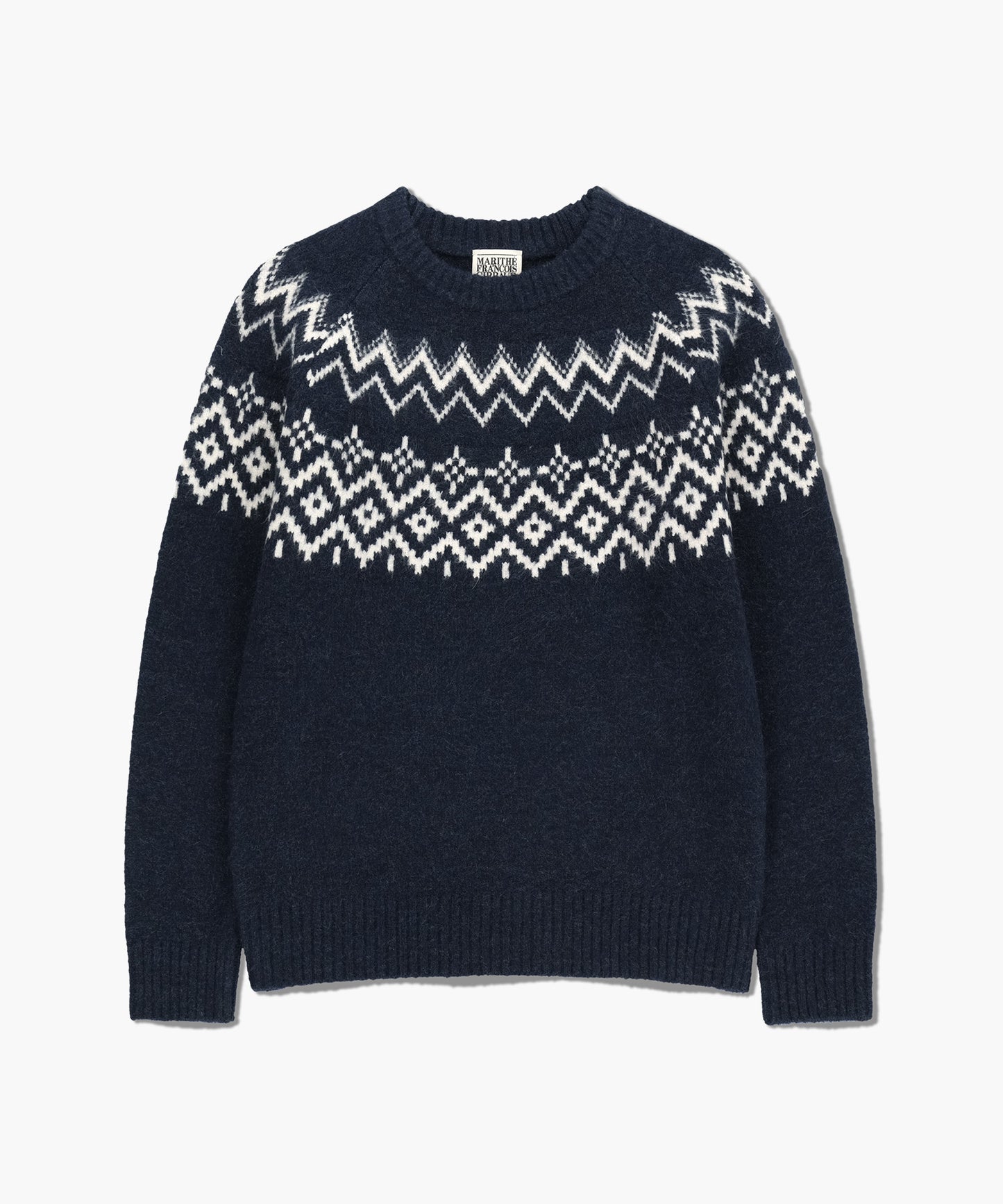 [Ch[Cha Eunwoo & Go Youn Jung Worn] Marithé et François Girbaud Fairisle Crew Neck Knit Pullover