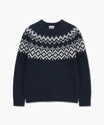 [Ch[Cha Eunwoo & Go Youn Jung Worn] Marithé et François Girbaud Fairisle Crew Neck Knit Pullover