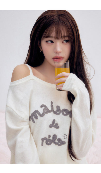 [Ive Wonyoung Pick] 26SS RolaRola Maison De Rola Embroidery Off Shoulder Knit