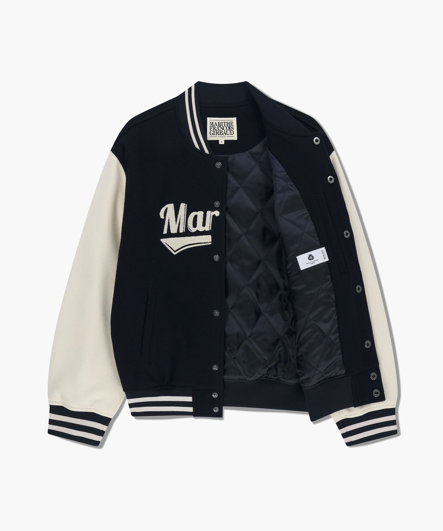 [Worn by Cha Eunwoo] Marithé et François Girbaud Logo Point Wool Varsity Jacket