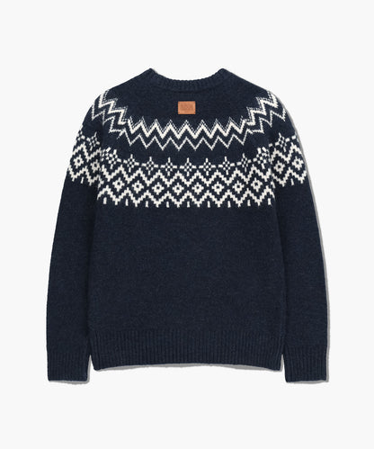 [Ch[Cha Eunwoo & Go Youn Jung Worn] Marithé et François Girbaud Fairisle Crew Neck Knit Pullover