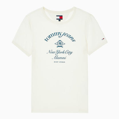 [Ive Wonyoung Pick] Tommy Jeans Crest Ringer T-Shirt (Ancient White)