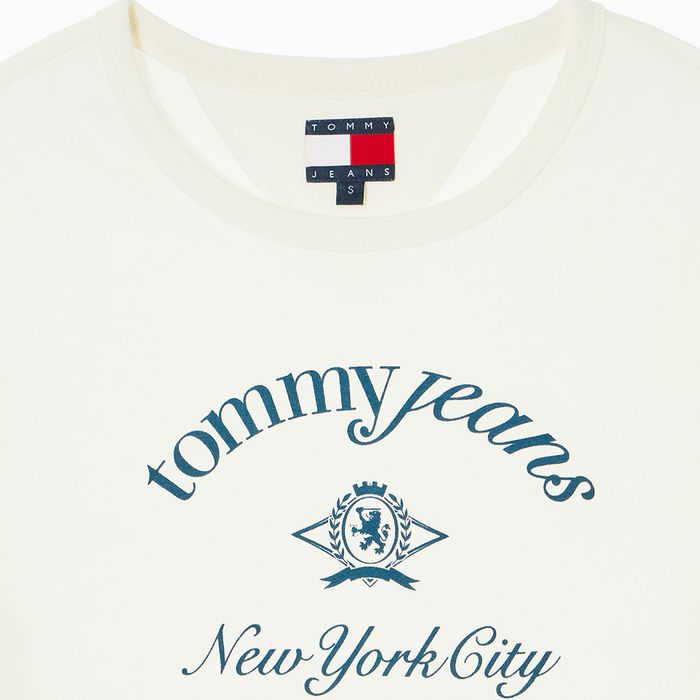 [Ive Wonyoung Pick] Tommy Jeans Crest Ringer T-Shirt (Ancient White)