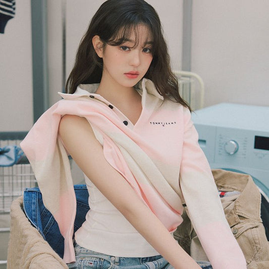 [Ive Wonyoung Pick] Tommy Jeans Relax Stripe Rugby Sweater