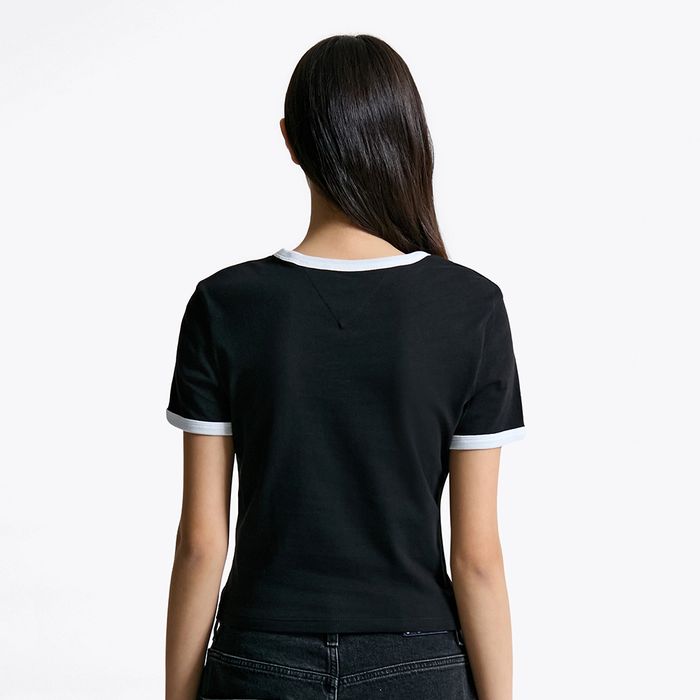 [Ive Wonyoung Pick] Tommy Jeans Slim Ringer T-shirt Black