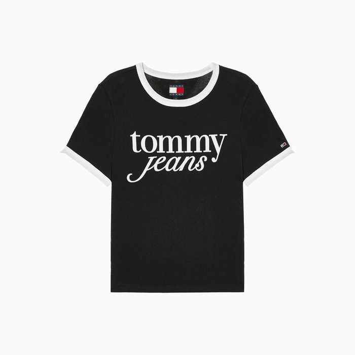 [Ive Wonyoung Pick] Tommy Jeans Slim Ringer T-shirt Black