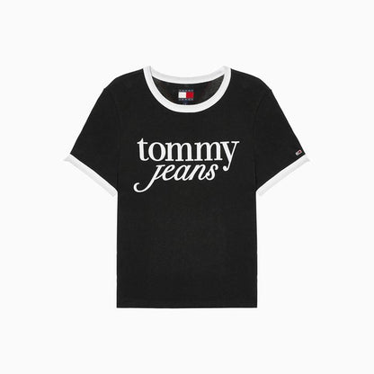 [Ive Wonyoung Pick] Tommy Jeans Slim Ringer T-shirt Black