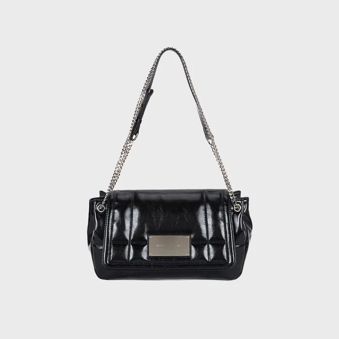 [Aespa Ningning Pick] Matin Kim Glossy Quilting Medium Bag Black