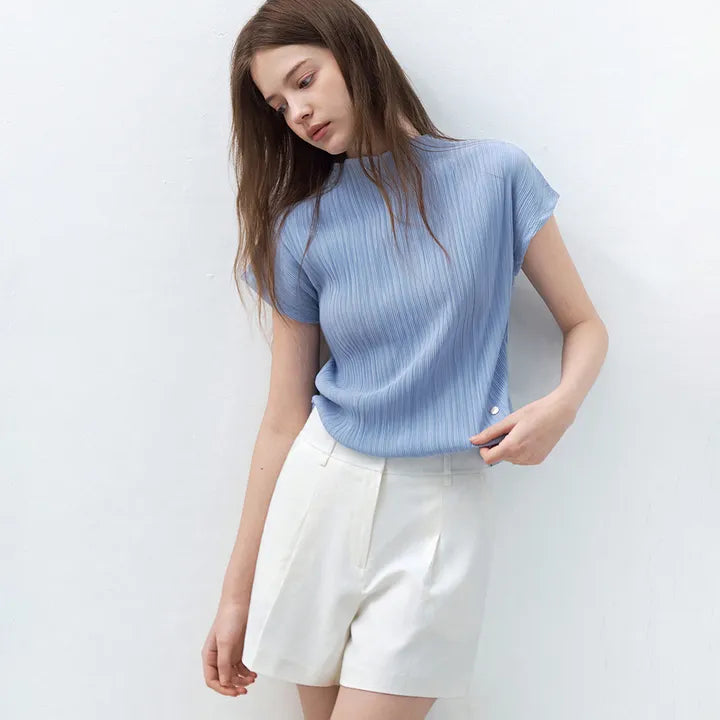 [Ive Jang Wonyoung Worn] IT'S MISHA Pleated Half Sleeve T-shirt