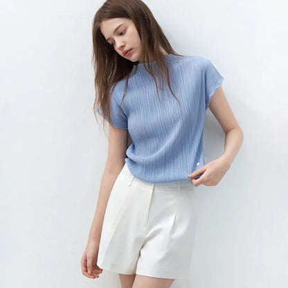 [Ive Jang Wonyoung Worn] IT'S MISHA Pleated Half Sleeve T-shirt
