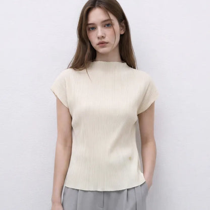 [Ive Jang Wonyoung Worn] IT'S MISHA Pleated Half Sleeve T-shirt