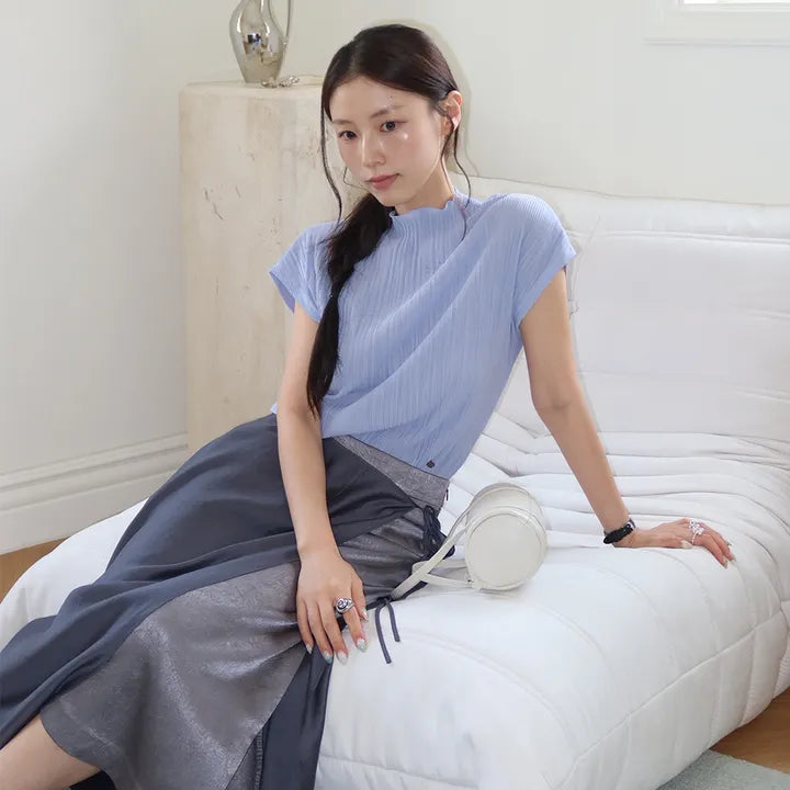 [Ive Jang Wonyoung Worn] IT'S MISHA Pleated Half Sleeve T-shirt