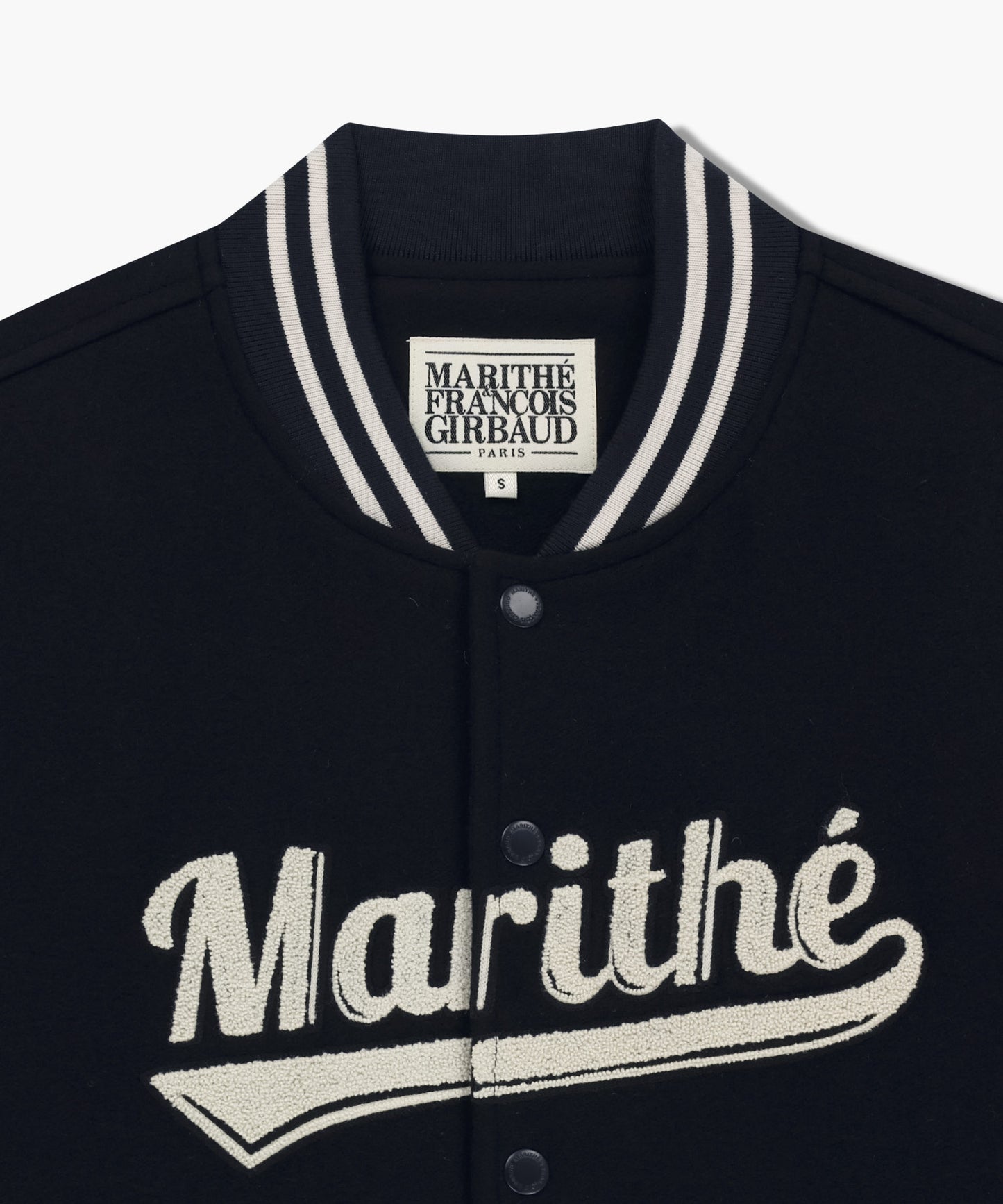 [Worn by Cha Eunwoo] Marithé et François Girbaud Logo Point Wool Varsity Jacket